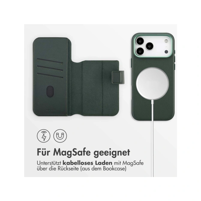 Accezz Leather Bookcase 2-in-1 met MagSafe Apple iPhone 17 Pro Max - Cedar Green