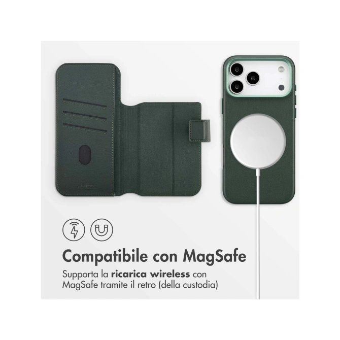 Accezz Leather Bookcase 2-in-1 met MagSafe Apple iPhone 17 Pro Max - Cedar Green