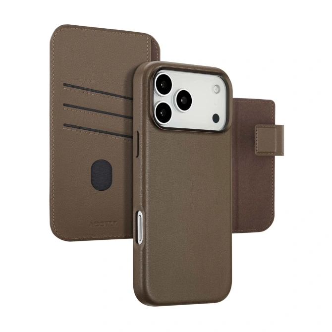 Accezz Leather Bookcase 2-in-1 met MagSafe Apple iPhone 17 Pro Max - Coffee Brown