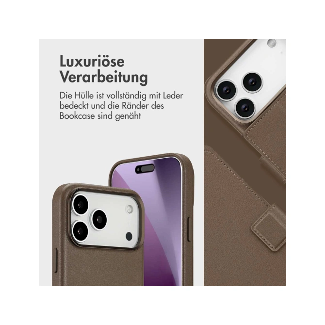 Accezz Leather Bookcase 2-in-1 met MagSafe Apple iPhone 17 Pro Max - Coffee Brown