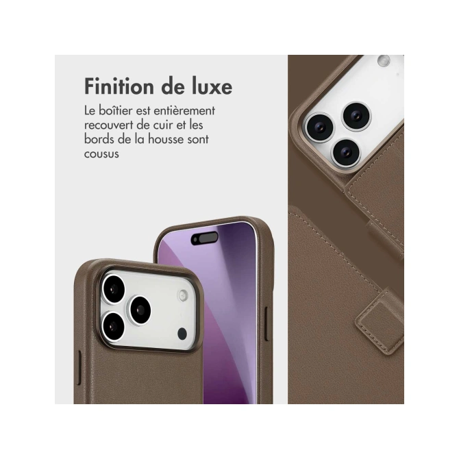 Accezz Leather Bookcase 2-in-1 met MagSafe Apple iPhone 17 Pro Max - Coffee Brown