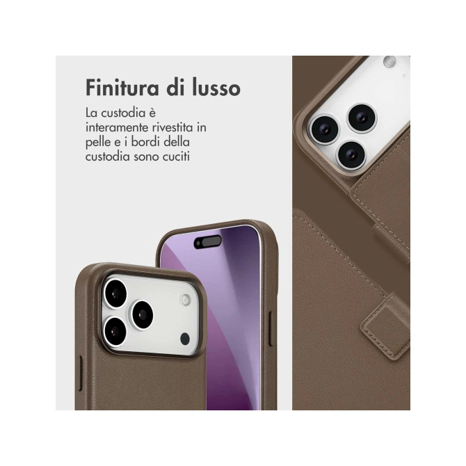 Accezz Leather Bookcase 2-in-1 met MagSafe Apple iPhone 17 Pro Max - Coffee Brown
