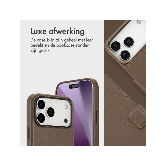 Accezz Leather Bookcase 2-in-1 met MagSafe Apple iPhone 17 Pro Max - Coffee Brown