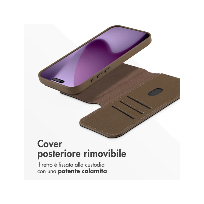 Accezz Leather Bookcase 2-in-1 met MagSafe Apple iPhone 17 Pro Max - Coffee Brown