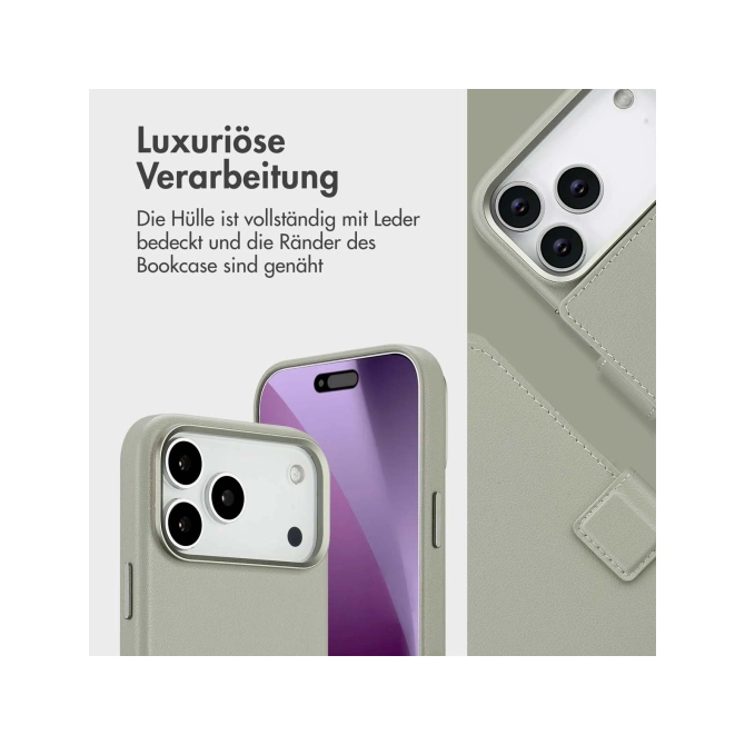 Accezz Leather Bookcase 2-in-1 met MagSafe Apple iPhone 17 Pro Max - Light Grey