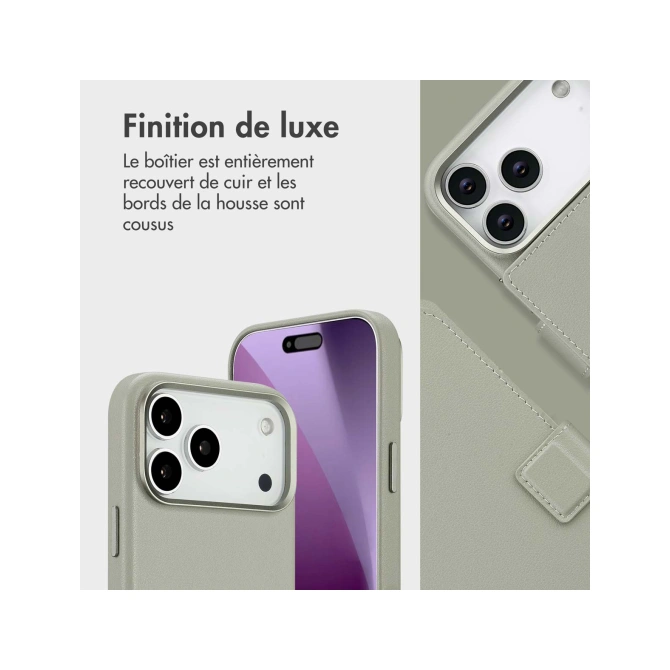 Accezz Leather Bookcase 2-in-1 met MagSafe Apple iPhone 17 Pro Max - Light Grey