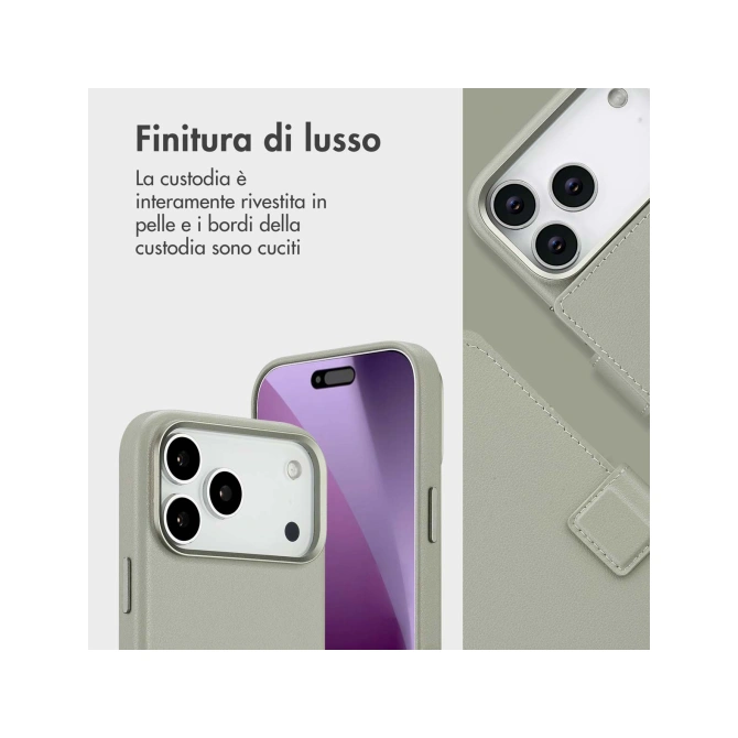 Accezz Leather Bookcase 2-in-1 met MagSafe Apple iPhone 17 Pro Max - Light Grey