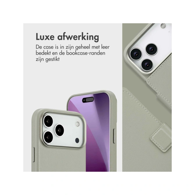 Accezz Leather Bookcase 2-in-1 met MagSafe Apple iPhone 17 Pro Max - Light Grey