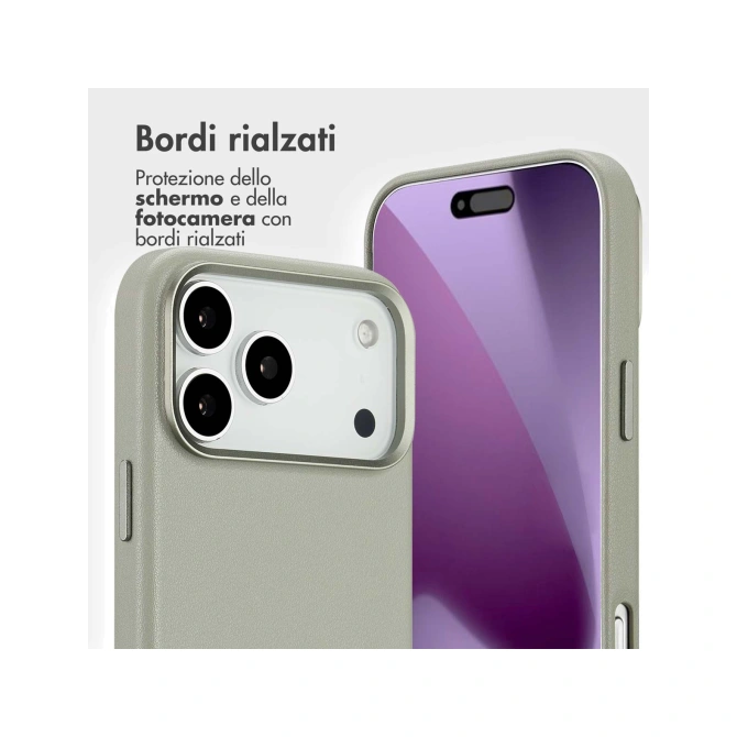 Accezz Leather Bookcase 2-in-1 met MagSafe Apple iPhone 17 Pro Max - Light Grey