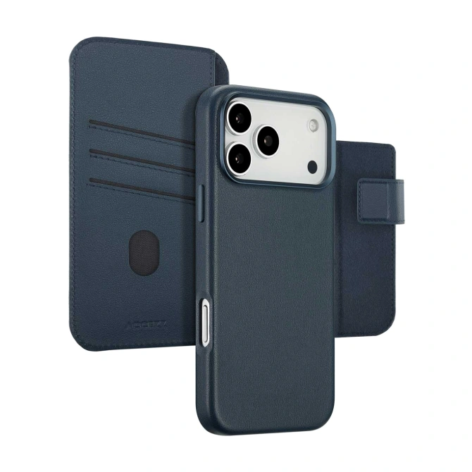 Accezz Leather Bookcase 2-in-1 met MagSafe Apple iPhone 17 Pro Max - Nightfall Blue