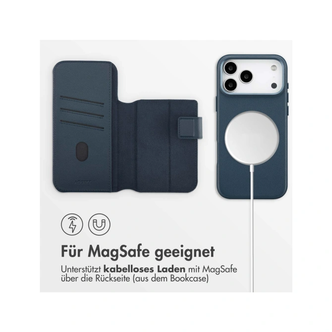 Accezz Leather Bookcase 2-in-1 met MagSafe Apple iPhone 17 Pro Max - Nightfall Blue