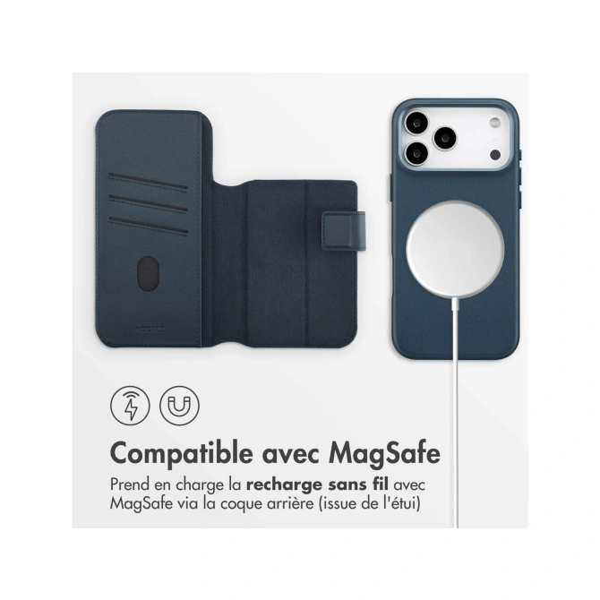 Accezz Leather Bookcase 2-in-1 met MagSafe Apple iPhone 17 Pro Max - Nightfall Blue