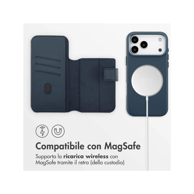 Accezz Leather Bookcase 2-in-1 met MagSafe Apple iPhone 17 Pro Max - Nightfall Blue
