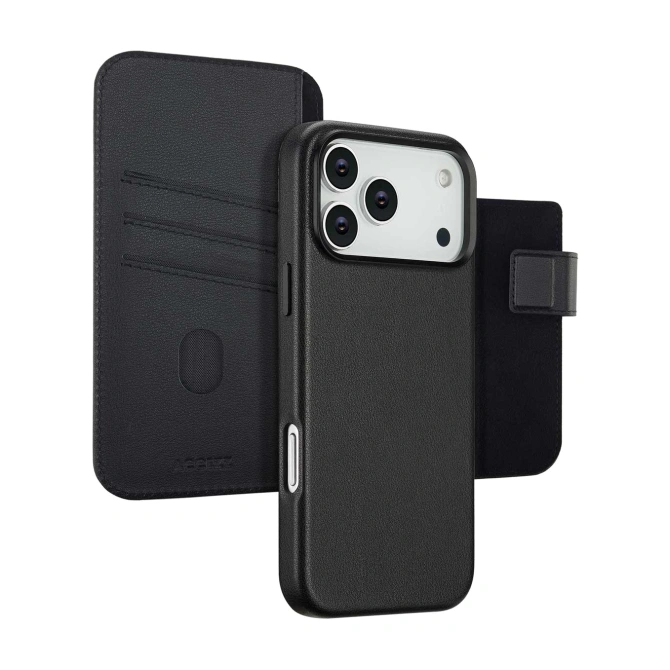 Accezz Leather Bookcase 2-in-1 met MagSafe Apple iPhone 17 Pro Max - Onyx Black