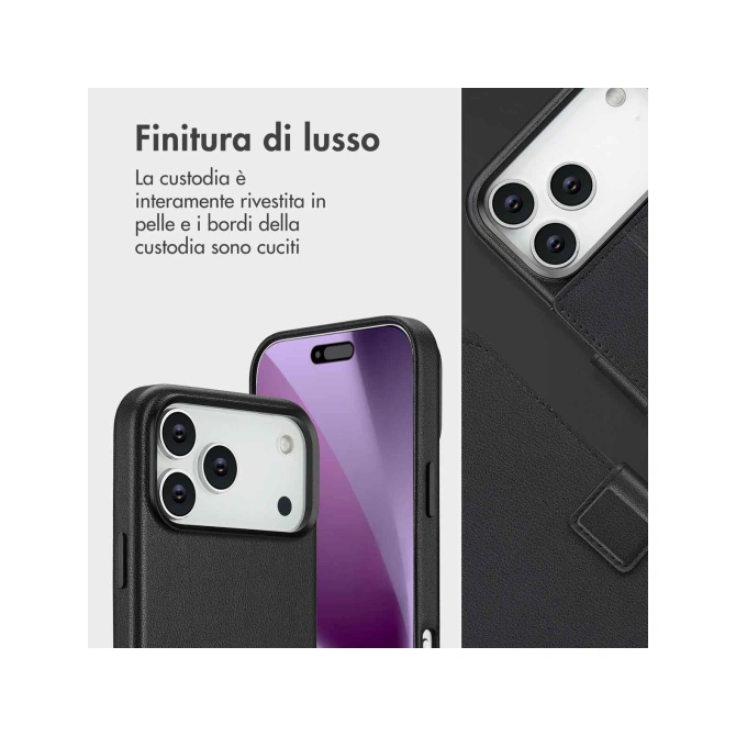 Accezz Leather Bookcase 2-in-1 met MagSafe Apple iPhone 17 Pro Max - Onyx Black