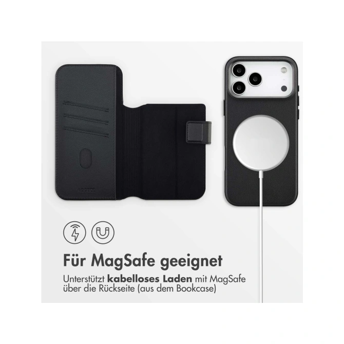 Accezz Leather Bookcase 2-in-1 met MagSafe Apple iPhone 17 Pro Max - Onyx Black