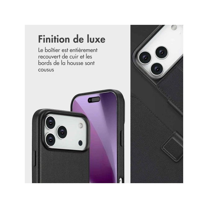Accezz Leather Bookcase 2-in-1 met MagSafe Apple iPhone 17 Pro Max - Onyx Black