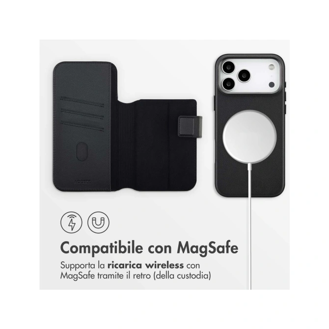 Accezz Leather Bookcase 2-in-1 met MagSafe Apple iPhone 17 Pro Max - Onyx Black