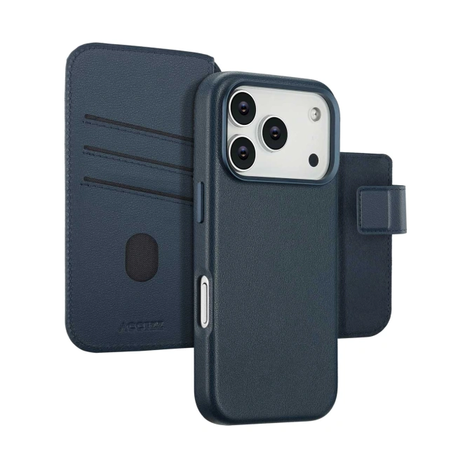 Accezz Leather Bookcase 2-in-1 met MagSafe Apple iPhone 17 Pro - Nightfall Blue