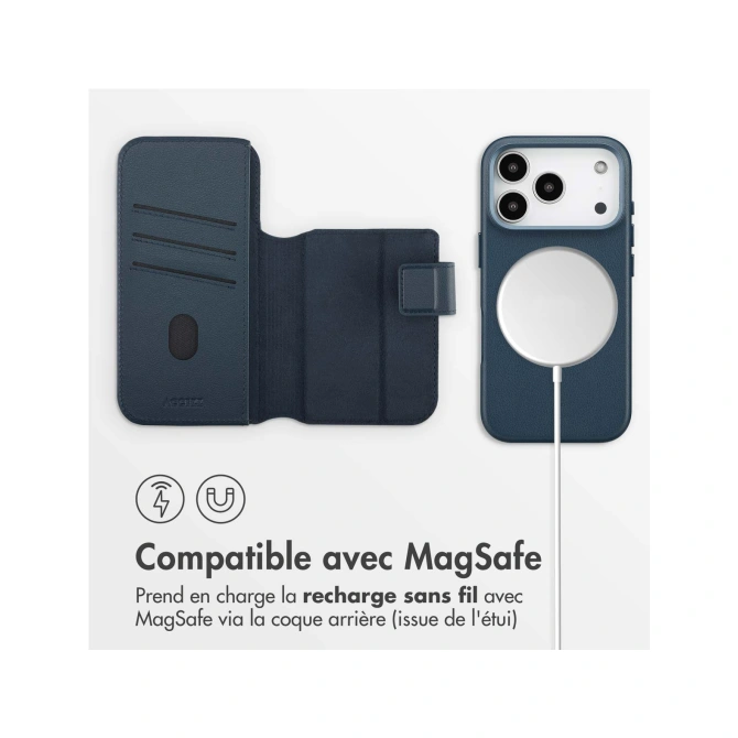 Accezz Leather Bookcase 2-in-1 met MagSafe Apple iPhone 17 Pro - Nightfall Blue