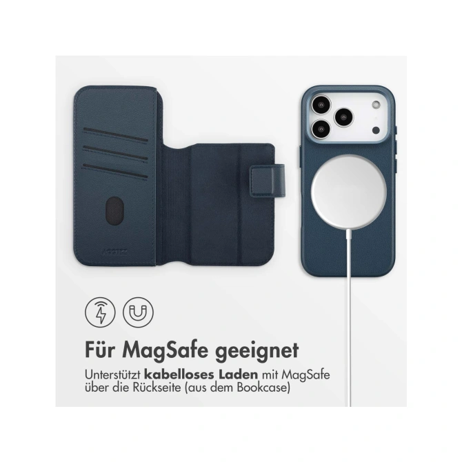 Accezz Leather Bookcase 2-in-1 met MagSafe Apple iPhone 17 Pro - Nightfall Blue