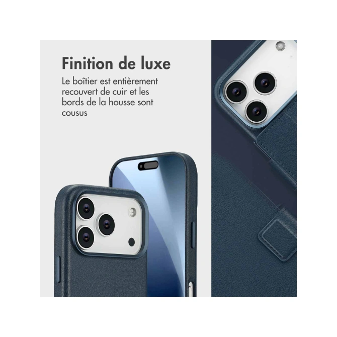 Accezz Leather Bookcase 2-in-1 met MagSafe Apple iPhone 17 Pro - Nightfall Blue