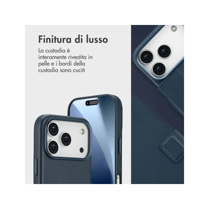 Accezz Leather Bookcase 2-in-1 met MagSafe Apple iPhone 17 Pro - Nightfall Blue
