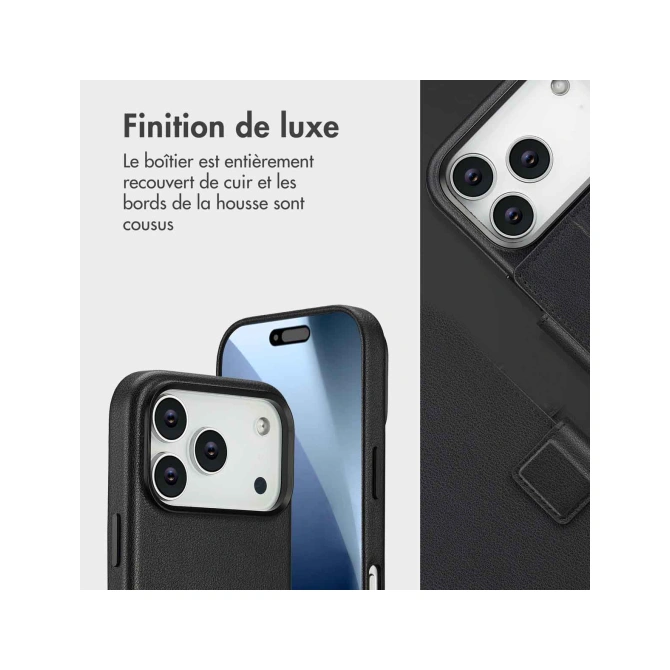 Accezz Leather Bookcase 2-in-1 met MagSafe Apple iPhone 17 Pro - Onyx Black