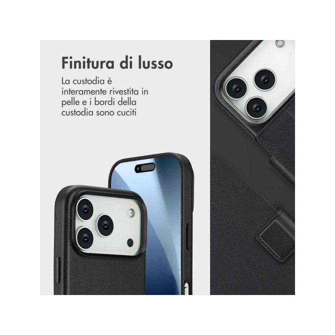 Accezz Leather Bookcase 2-in-1 met MagSafe Apple iPhone 17 Pro - Onyx Black