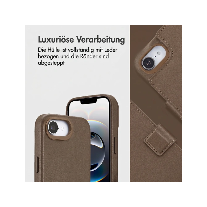 Accezz Leather Bookcase 2-in-1 met MagSafe Apple iPhone 17e / 16e - Coffee Brown