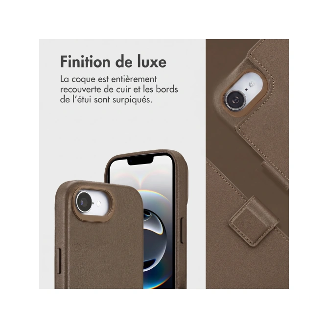 Accezz Leather Bookcase 2-in-1 met MagSafe Apple iPhone 17e / 16e - Coffee Brown