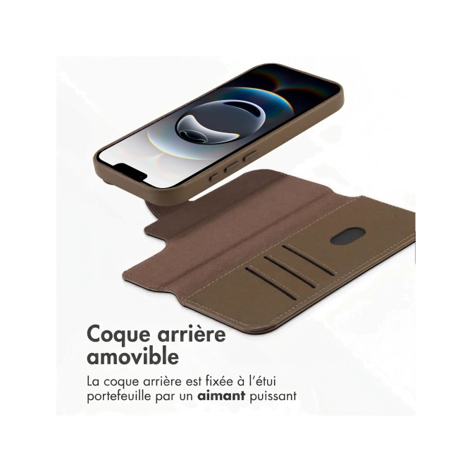 Accezz Leather Bookcase 2-in-1 met MagSafe Apple iPhone 17e / 16e - Coffee Brown
