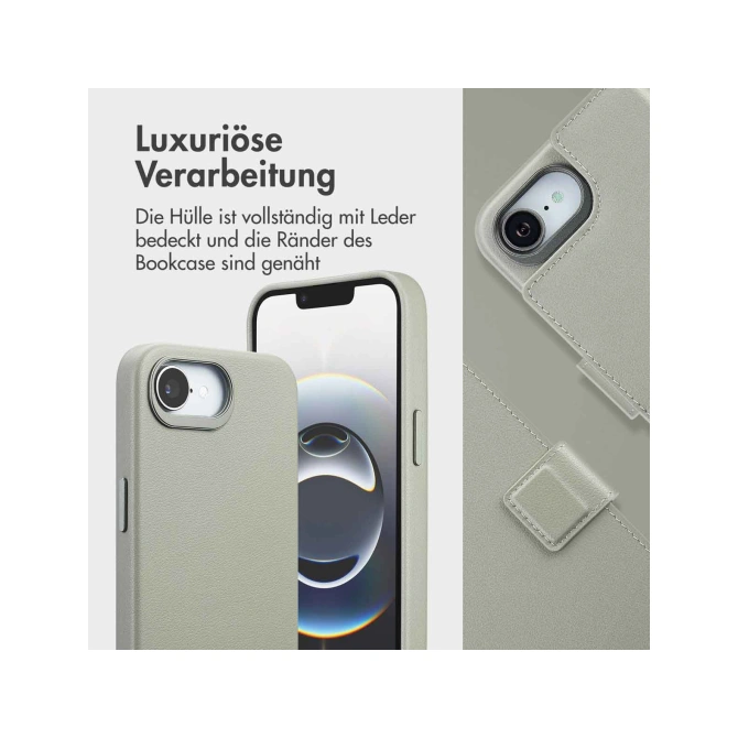 Accezz Leather Bookcase 2-in-1 met MagSafe Apple iPhone 17e / 16e - Light Grey