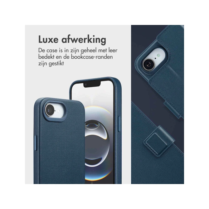 Accezz Leather Bookcase 2-in-1 met MagSafe Apple iPhone 17e / 16e - Nightfall Blue