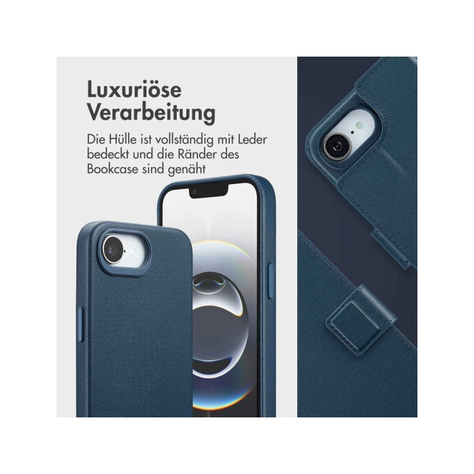 Accezz Leather Bookcase 2-in-1 met MagSafe Apple iPhone 17e / 16e - Nightfall Blue