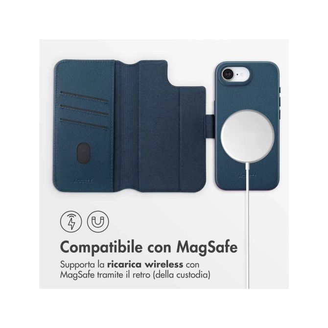 Accezz Leather Bookcase 2-in-1 met MagSafe Apple iPhone 17e / 16e - Nightfall Blue
