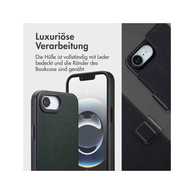 Accezz Leather Bookcase 2-in-1 met MagSafe Apple iPhone 17e / 16e - Onyx Black