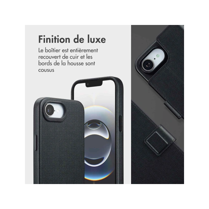 Accezz Leather Bookcase 2-in-1 met MagSafe Apple iPhone 17e / 16e - Onyx Black