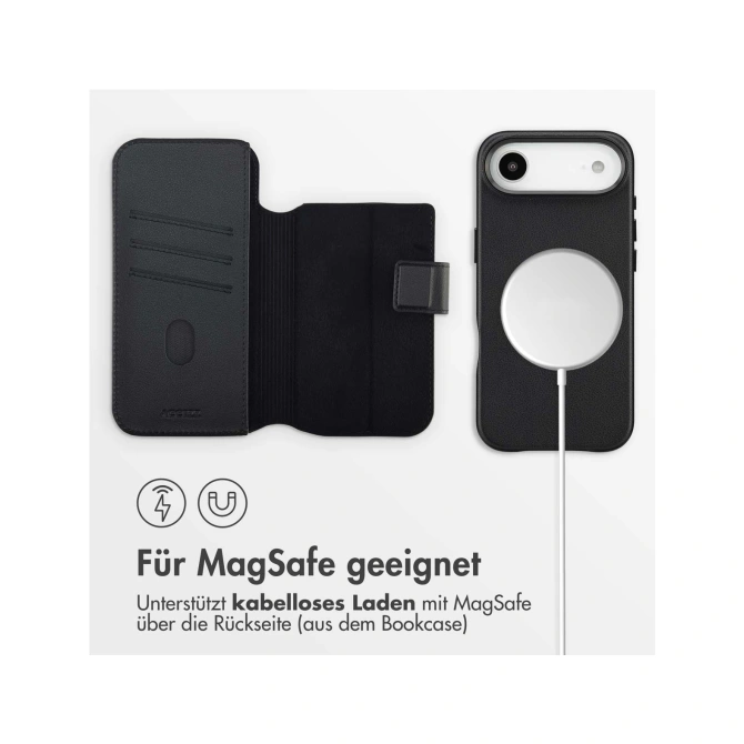 Accezz Leather Bookcase 2-in-1 met MagSafe Apple iPhone Air - Onyx Black