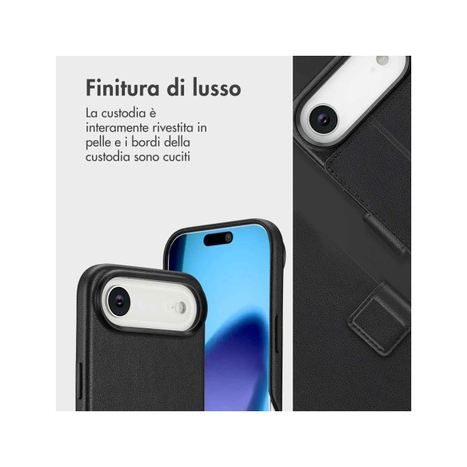 Accezz Leather Bookcase 2-in-1 met MagSafe Apple iPhone Air - Onyx Black