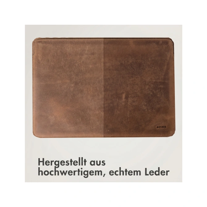 Accezz Leather Laptop hoes Apple MacBook 15 inch - Laptopsleeve - Cognac