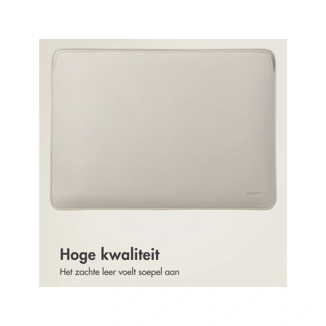 Accezz Leather Laptop hoes Apple MacBook 16 inch - Laptopsleeve - Beige