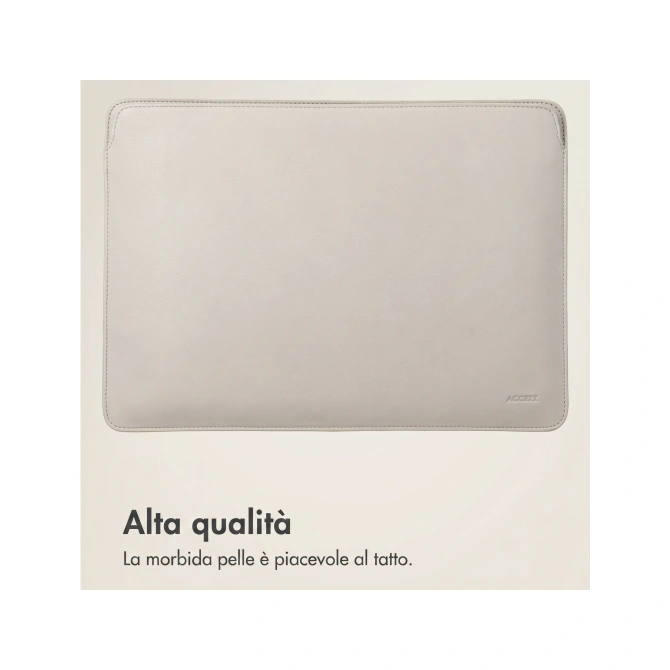 Accezz Leather Laptop hoes Apple MacBook 16 inch - Laptopsleeve - Beige