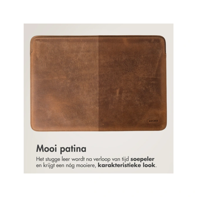 Accezz Leather Laptop hoes Apple MacBook 16 inch - Laptopsleeve - Cognac