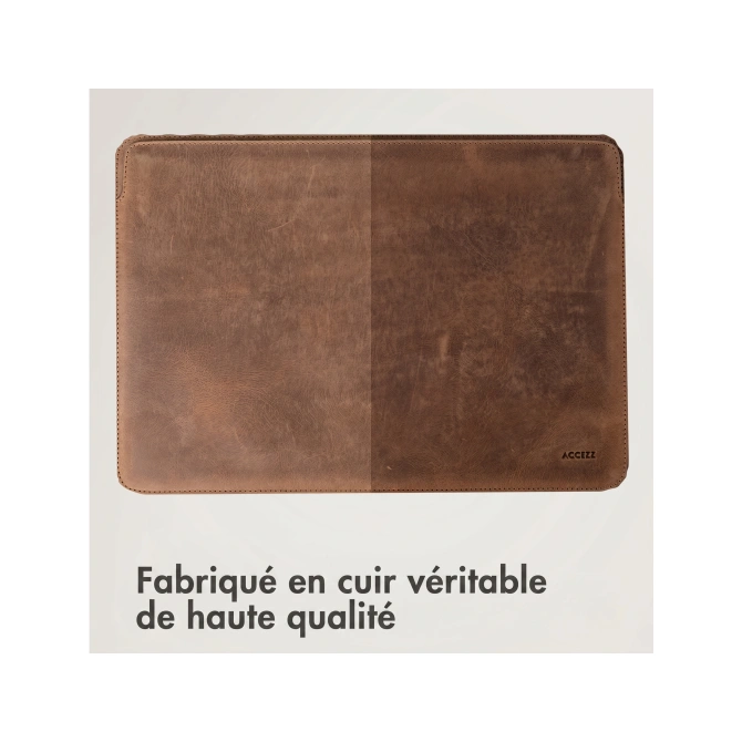 Accezz Leather Laptop hoes Apple MacBook 16 inch - Laptopsleeve - Cognac