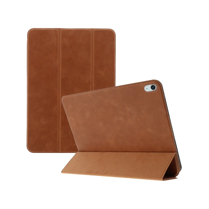 Accezz Leather Trifold Bookcase Apple iPad 11 (2025) 11 inch A16 / iPad 10 (2022) 10.9 inch - Cognac
