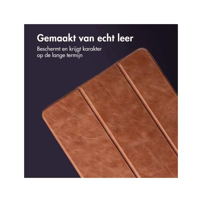 Accezz Leather Trifold Bookcase Apple iPad 11 (2025) 11 inch A16 / iPad 10 (2022) 10.9 inch - Cognac