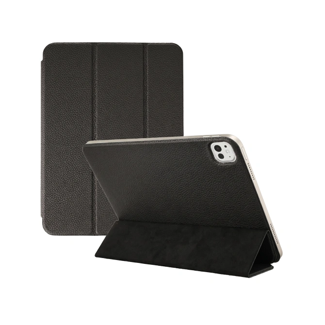 Accezz Leather Trifold Bookcase Apple iPad Pro 13 (2025) M5 / (2024) M4 - Zwart