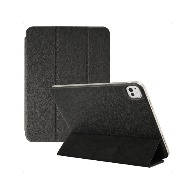 Accezz Leather Trifold Bookcase Apple iPad Pro 13 (2025) M5 / (2024) M4 - Zwart
