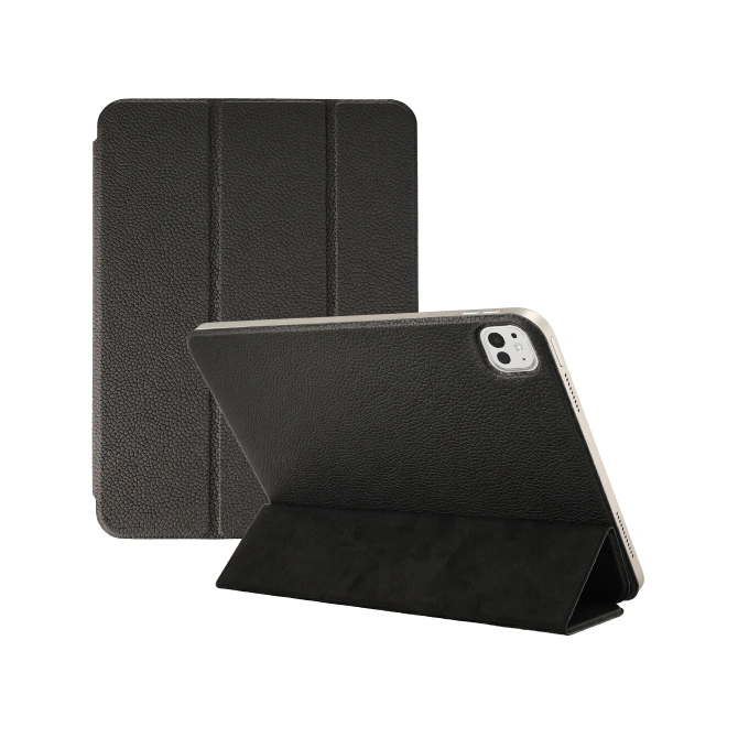 Accezz Leather Trifold Bookcase Apple iPad Pro 13 (2025) M5 / (2024) M4 - Zwart